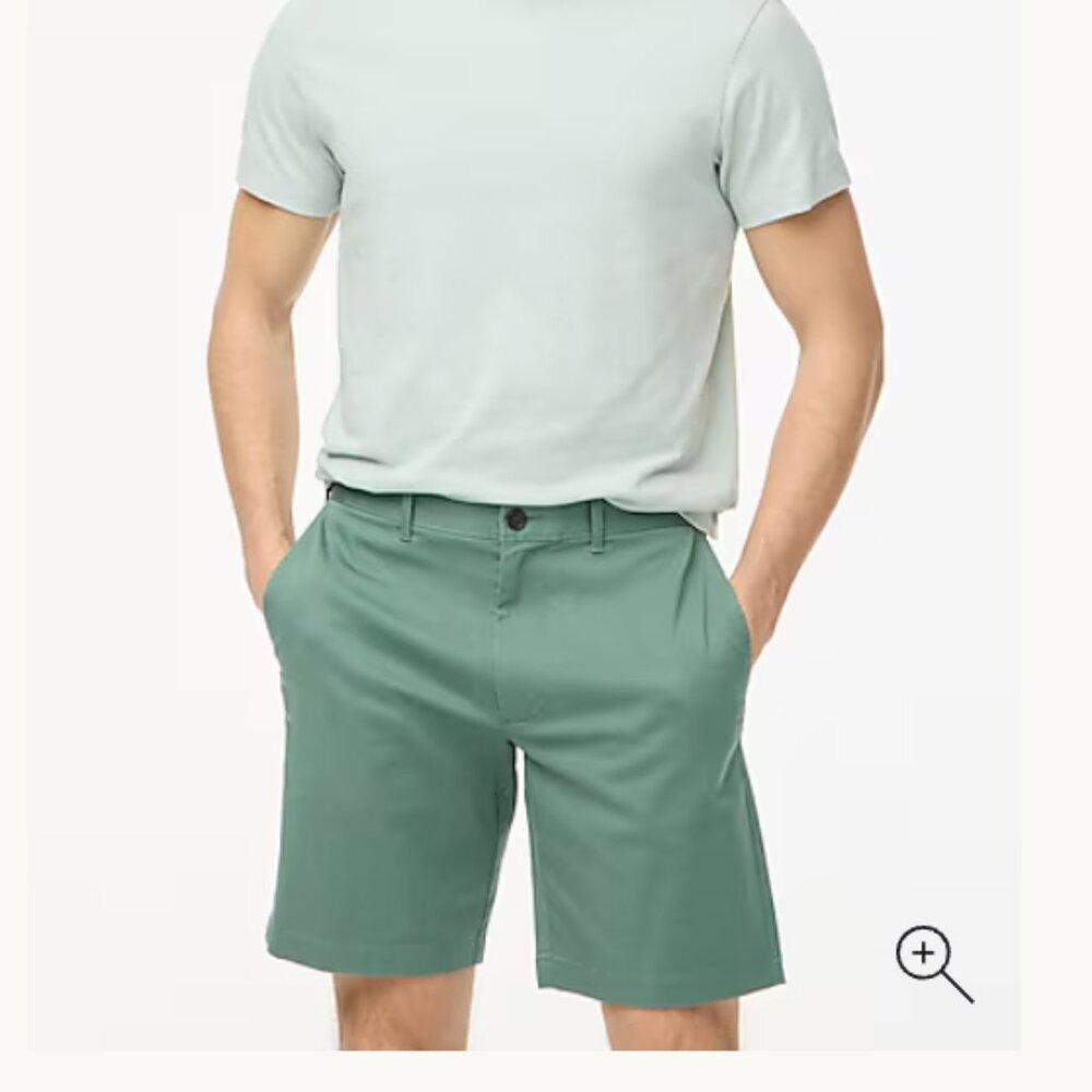 J CREW Stretch Chino Flat Front Shorts 9”  Waist 33 New with Tag